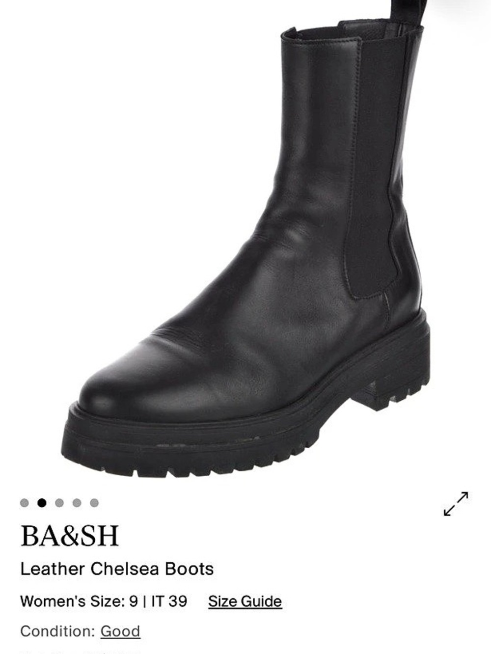 BA&SH Leather Chelsea Boots Black 39